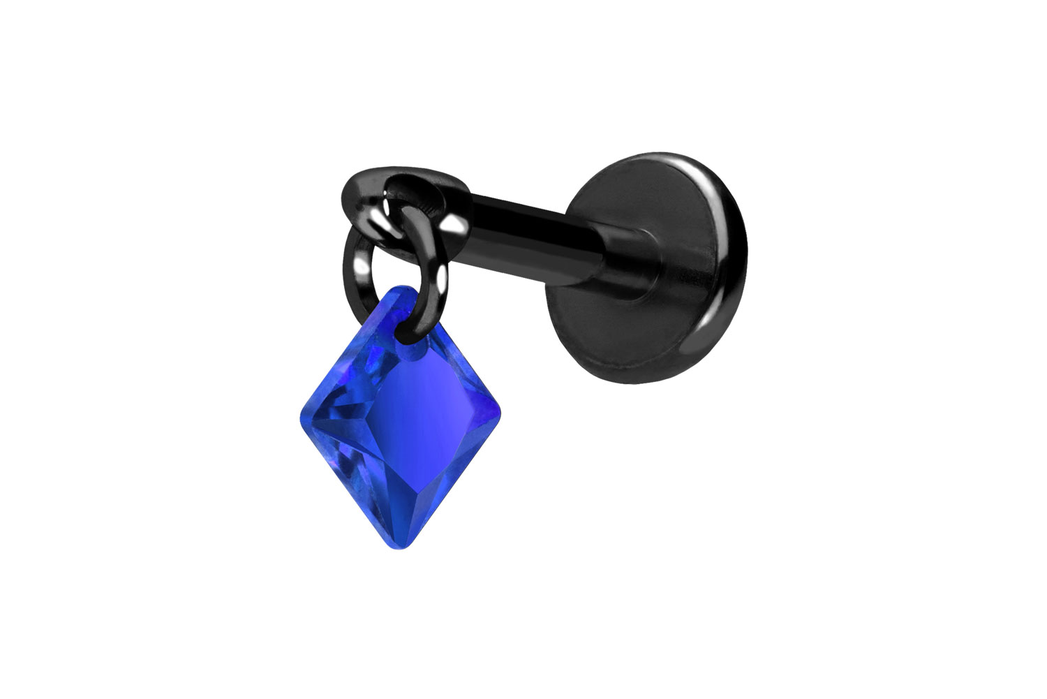 Titan Labret Piercing mit Push Fit KRISTALLQUADRAT